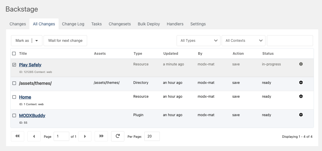All Changes Tab All Changes Tab